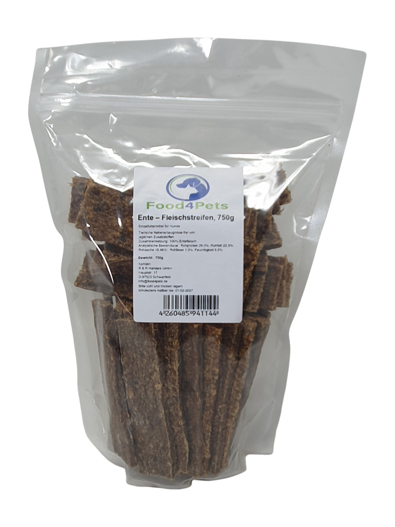 Food4Pets Entenfleischstreifen 750 g – halbweiche Hundesnacks aus 100 % Ente – Bild 2